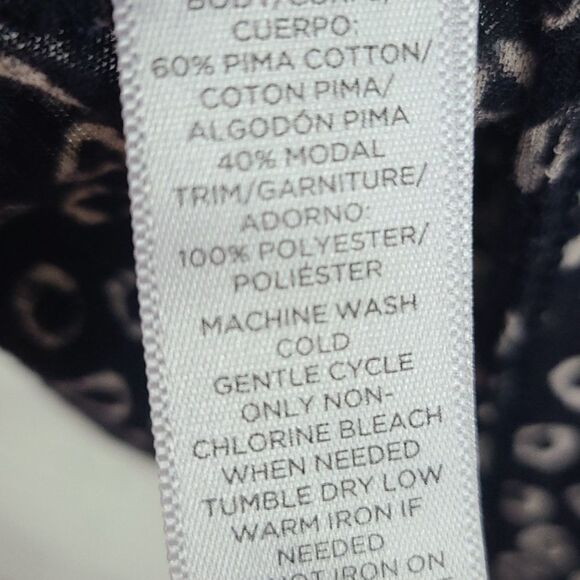 LOFT Ooh La La Twist Trim Tank Black Tan Circle Dots Sleeveless Top Small Tee - Picture 8 of 11